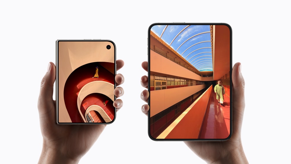 The 5.4-inch cover screen against the 7.6-inch inner display.