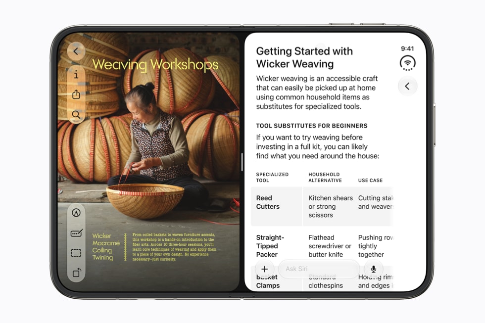 Two apps side by side on the inner display.